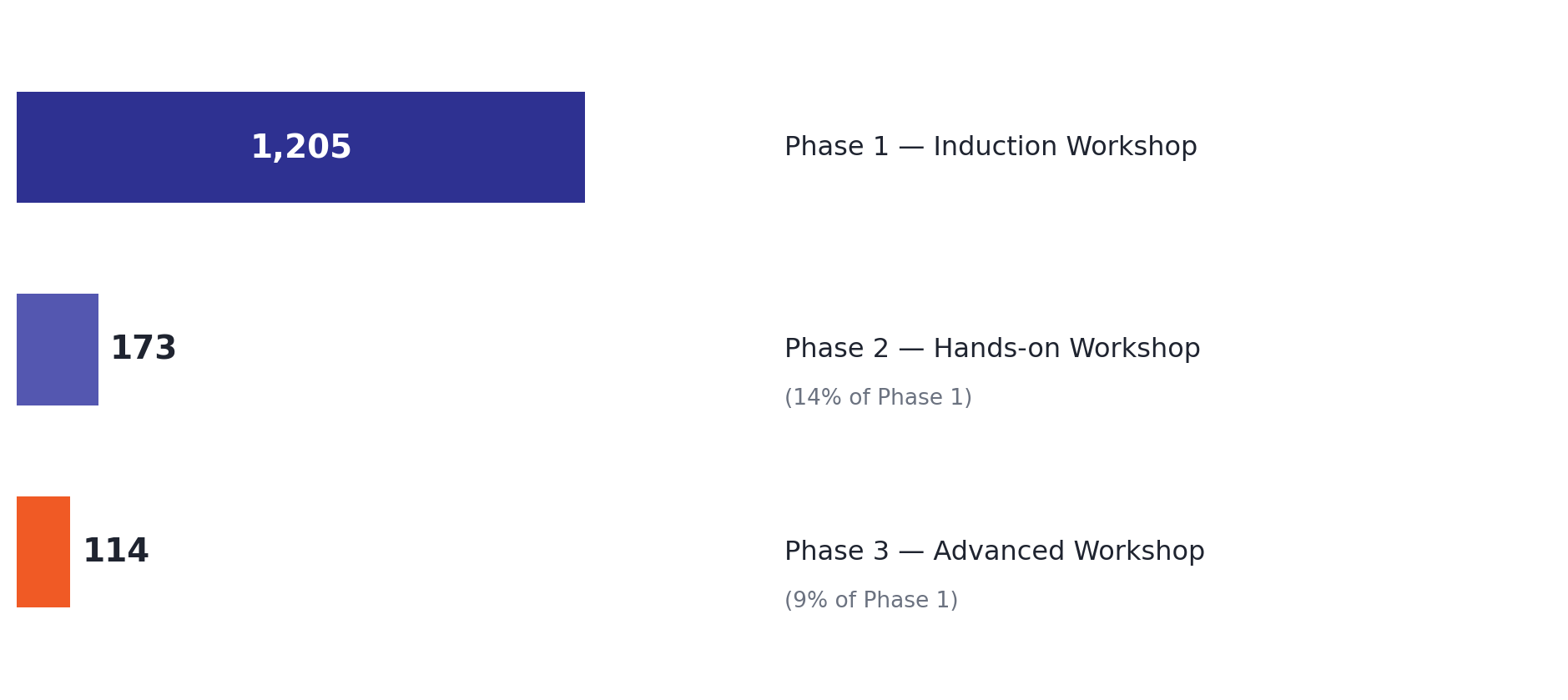 SPARC-NanoX participation funnel across Phase 1, 2 and 3